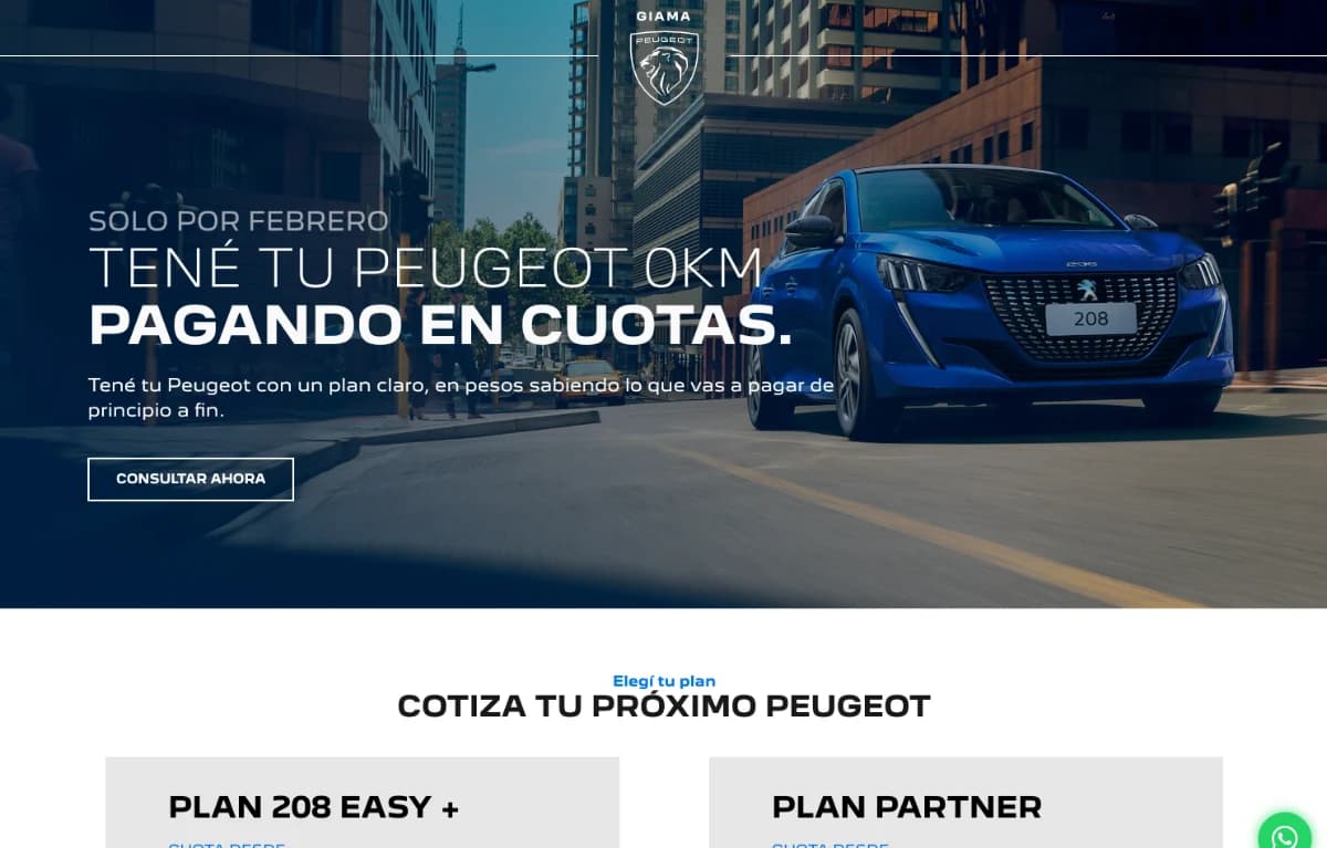 Peugeot Giama — React screenshot