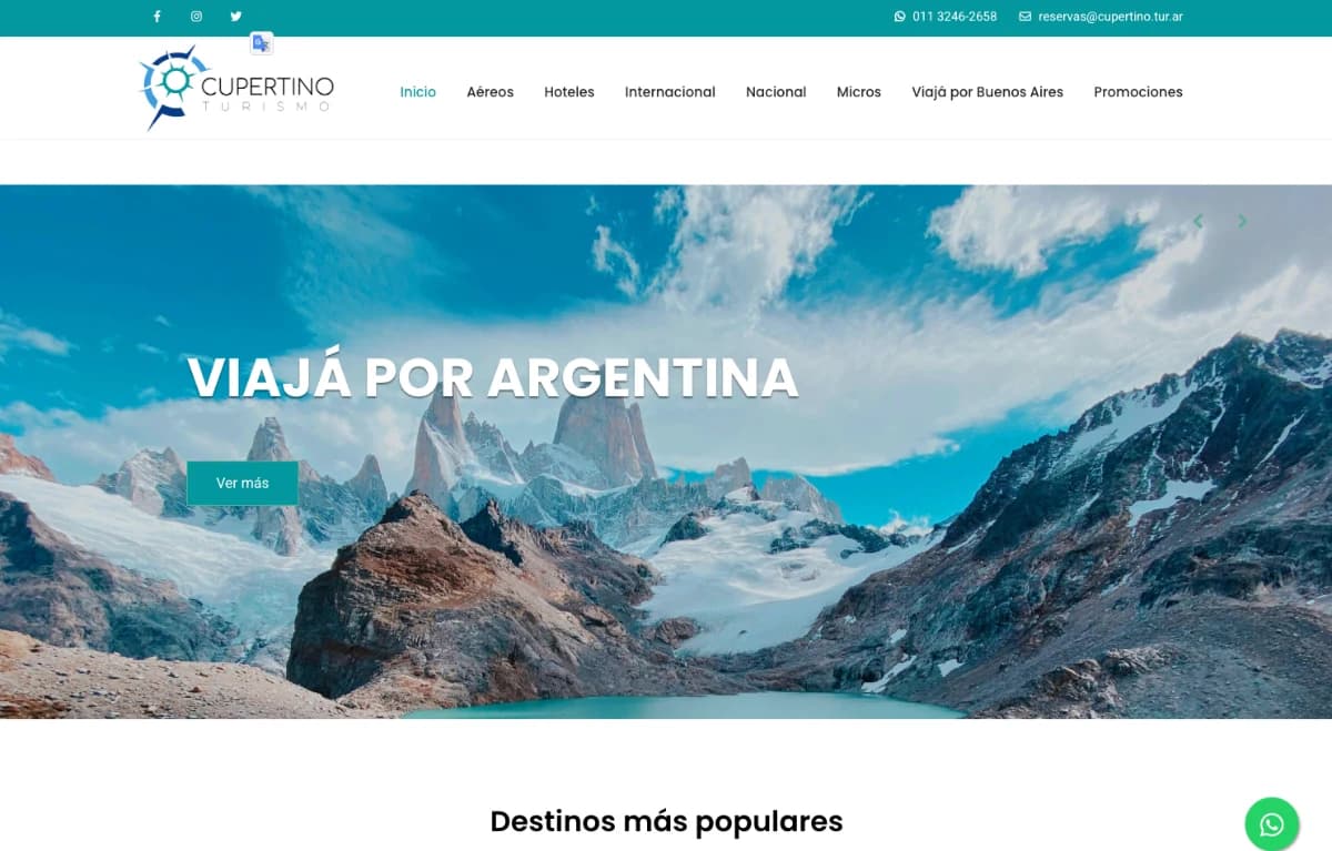 Cupertino Turismo — WordPress screenshot
