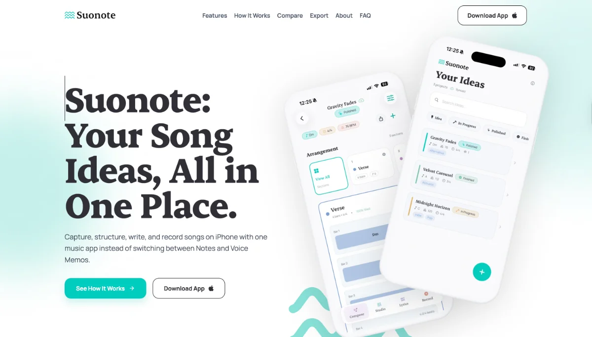 Suonote — Next.js screenshot