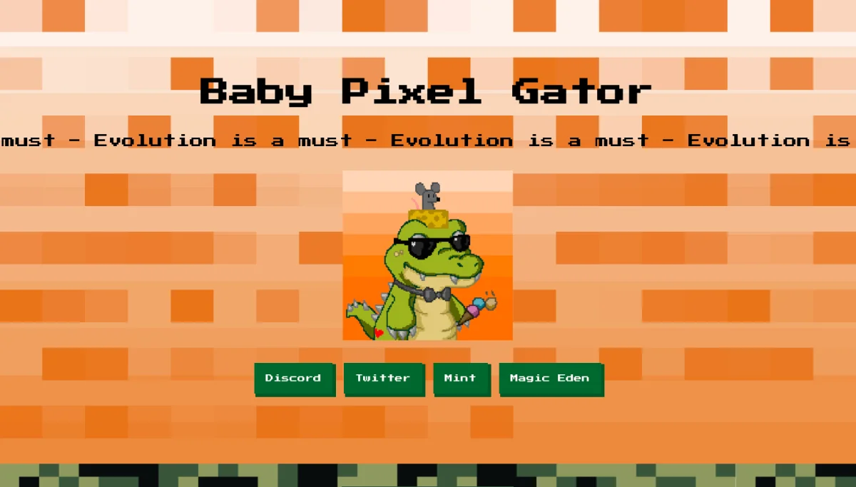Baby Pixel Gator — React screenshot