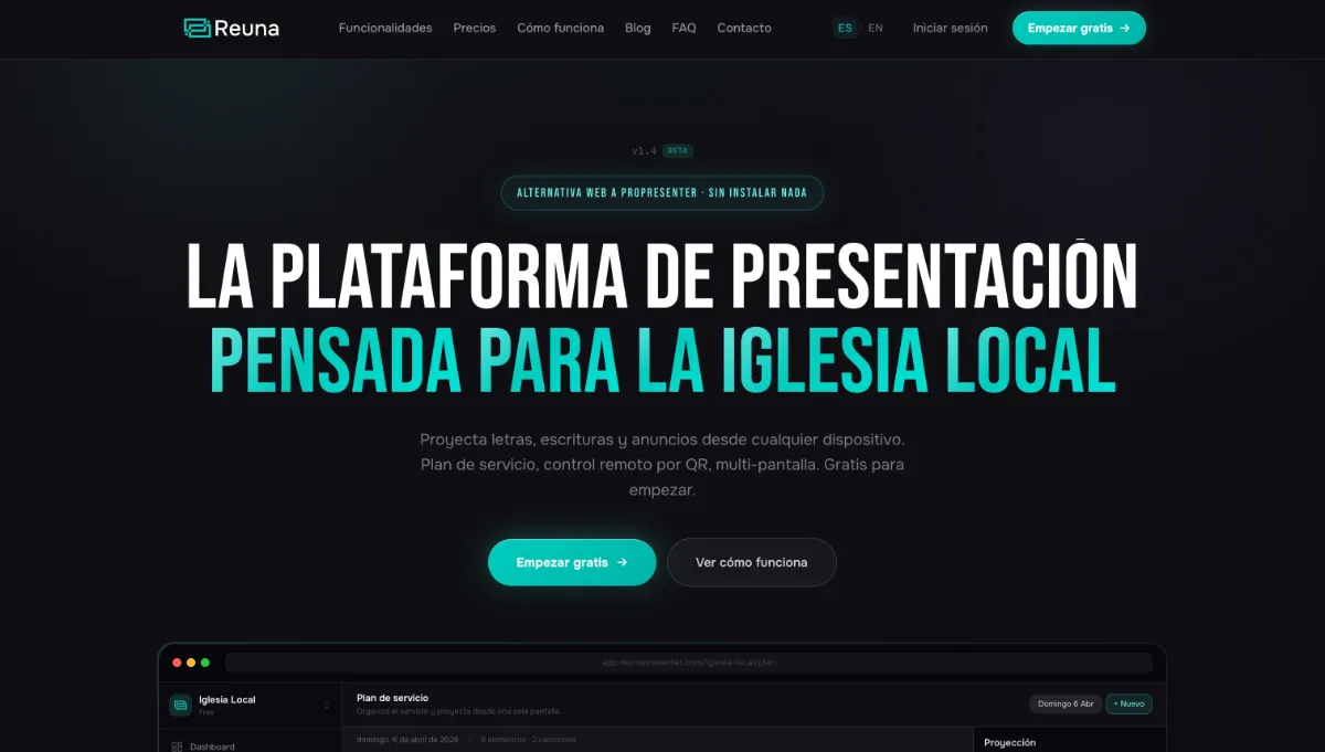 Reuna Presenter — Next.js screenshot