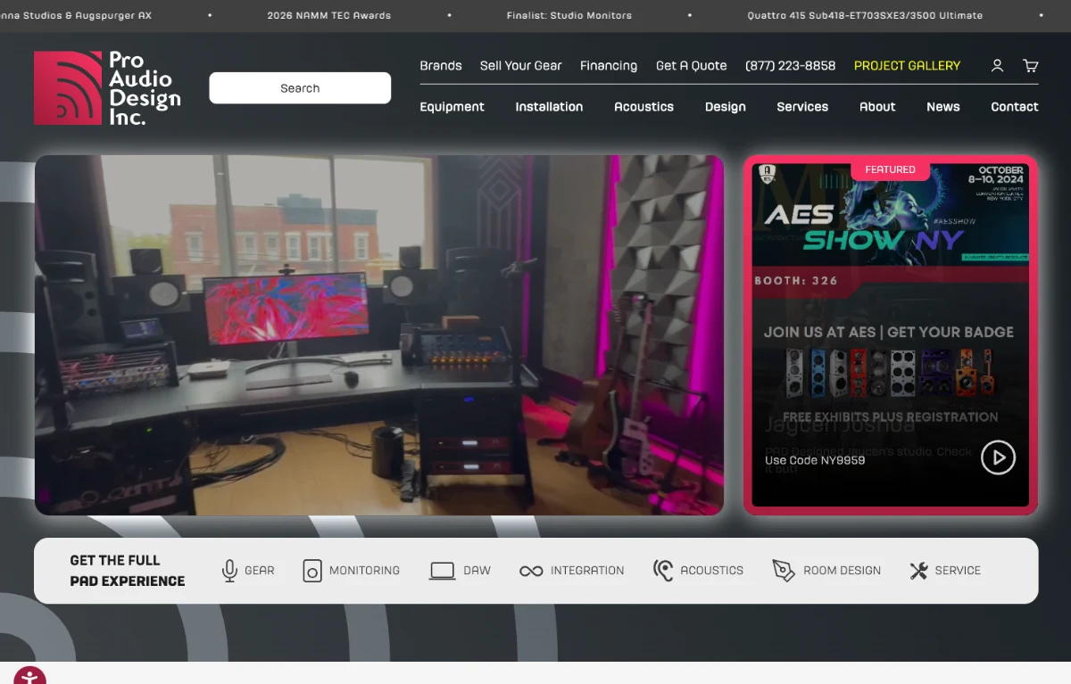 ProAudio Design — Shopify screenshot